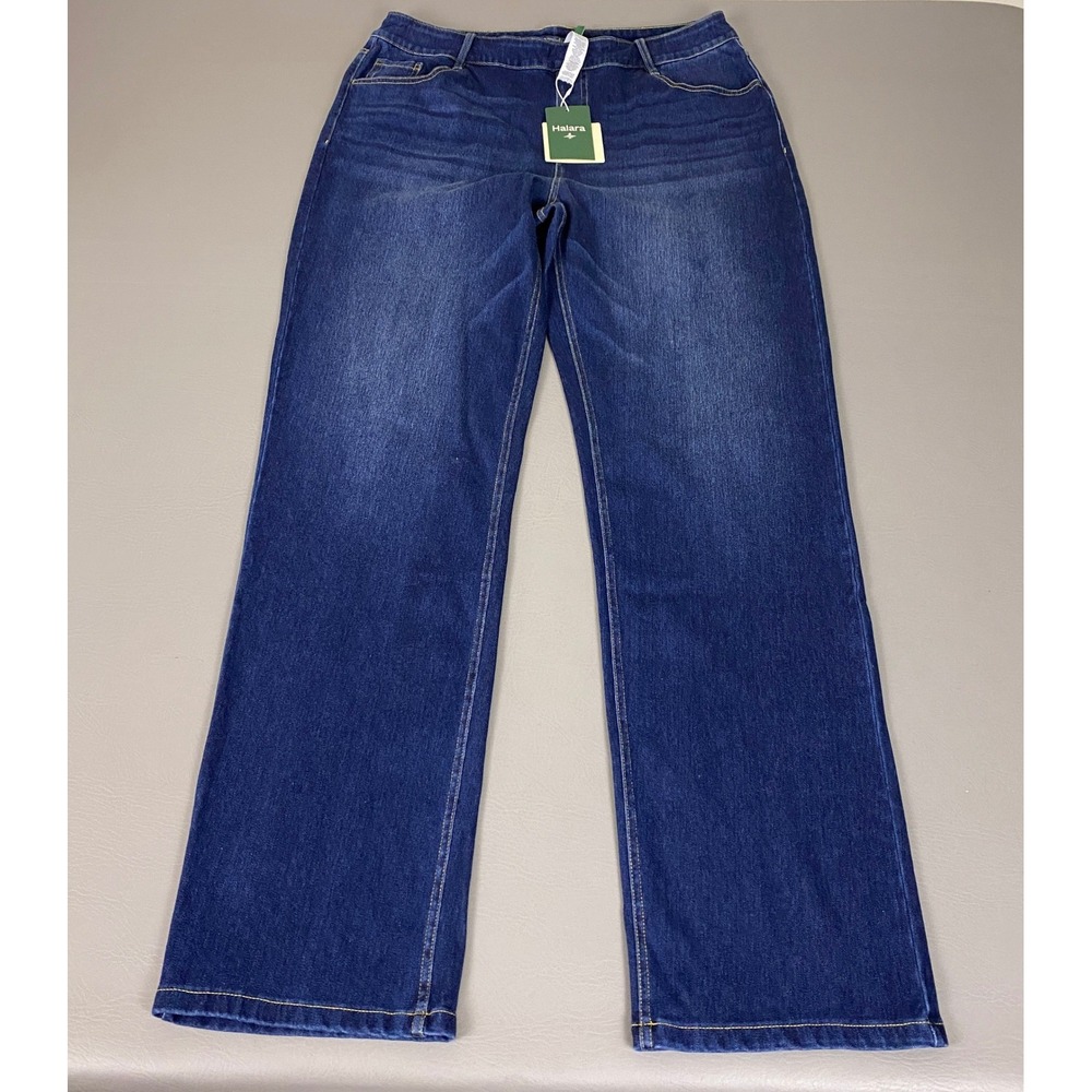 Halara Jeans Flex High Waisted Pockets Straight Women's XL Tall Dark Wash NWT
